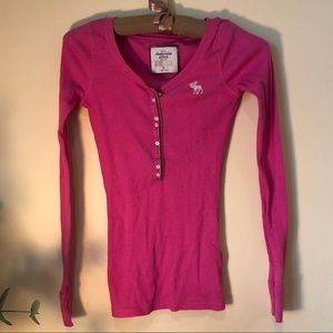Abercrombie bright pink Henley